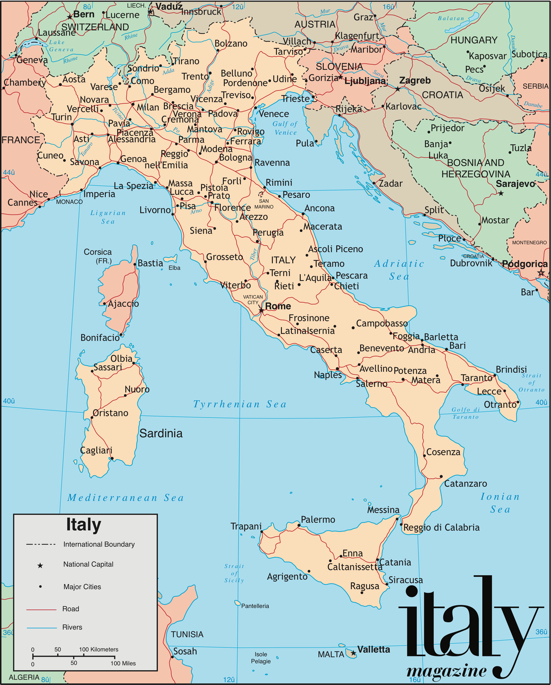 MAP OF ITALY  printable photo