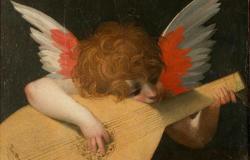 Angel playing the lute painting by Rosso Fiorentino