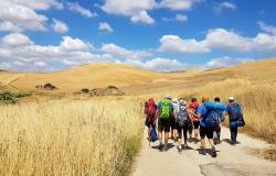 Walkers on the Magna Via Francigena route in Sicily