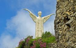 The San Biagio mountain with the statue of Christ the Redeemer 
