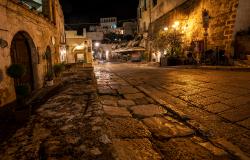 Street of Matera at night