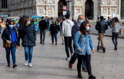 People wearing face masks in Milan