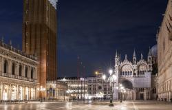 Venice's St. Mark's Square empty at night