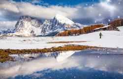Early winter landscape in the Dolomites