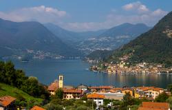 Aerial view of Lake Iseo Italy