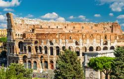 Exterior view of Colosseum in Rome Italy