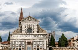  The main facade of the famous Basilica of Santa Maria Novella, in Gothic-Renaissance style
