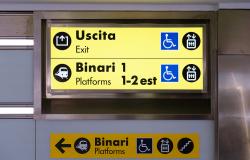 Train station signs in Italy
