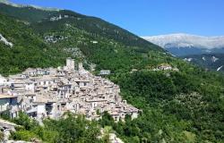 Small mountain village of Pacentro in central Italy