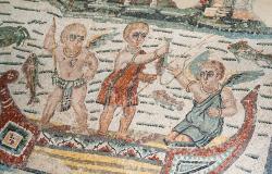 Cherubs fishing - Roman mosaics at Villa del Casale Sicily