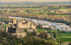 View of the Castle of Torrechiara and surrounding countryside
