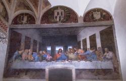 The Last Supper painting in the Cenacolo Vinciano in Milan Italy