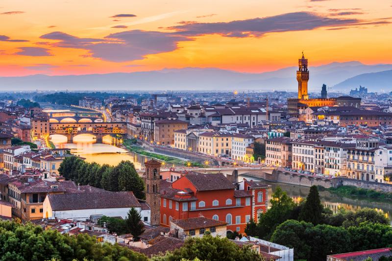 View of Florence at dusk