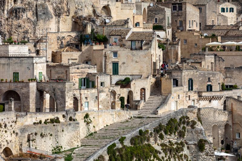 Close-up of houses in Matera Italy