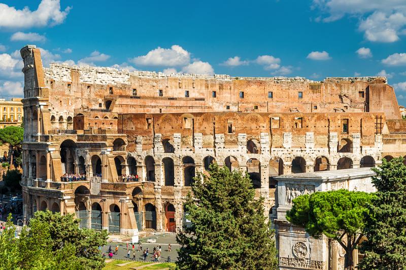 Exterior view of Colosseum in Rome Italy