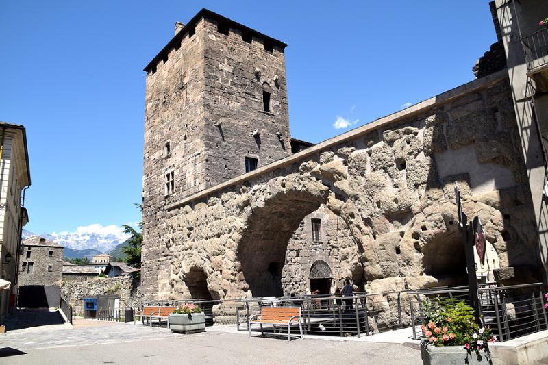 Roman walls in Aosta Italy