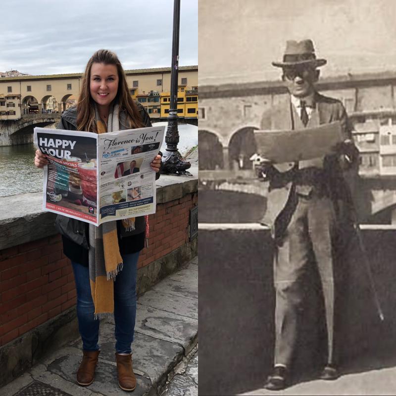 Megan Kunze in Florence - her great grandfather Albert Alberti
