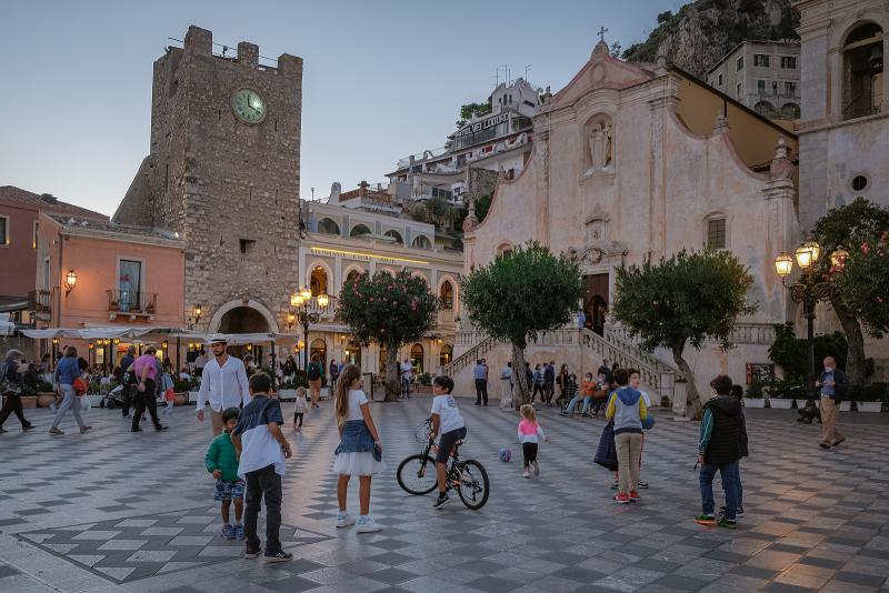 People on the streets in Taormina Sicily