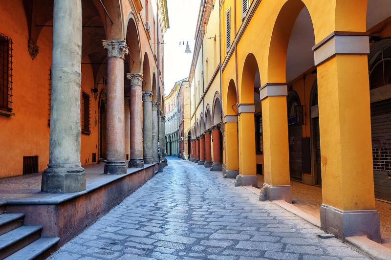 historical street in bologna