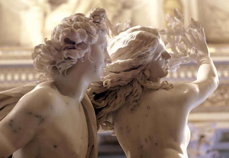 Detail of Apollo and Daphne sculpture by Bernini at Galleria Borghese in Rome