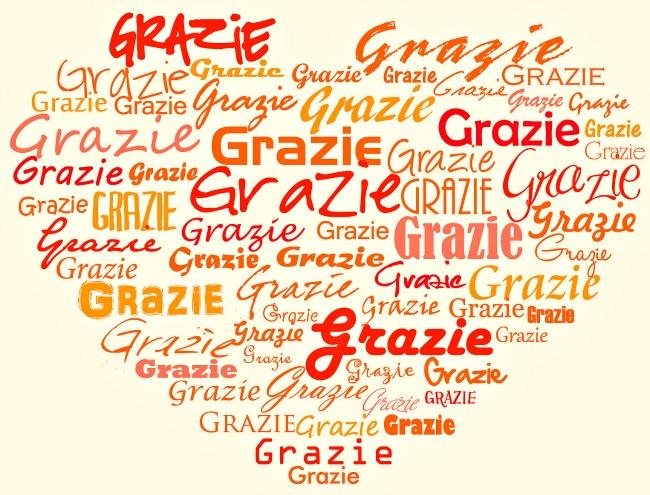 Heart with words "grazie"