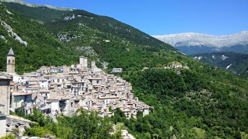 Small mountain village of Pacentro in central Italy