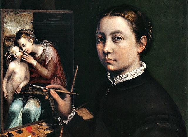 "Self-portrait at the Easel Painting a Devotional Panel by Sofonisba Anguissola" by Sofonisba Anguissola 