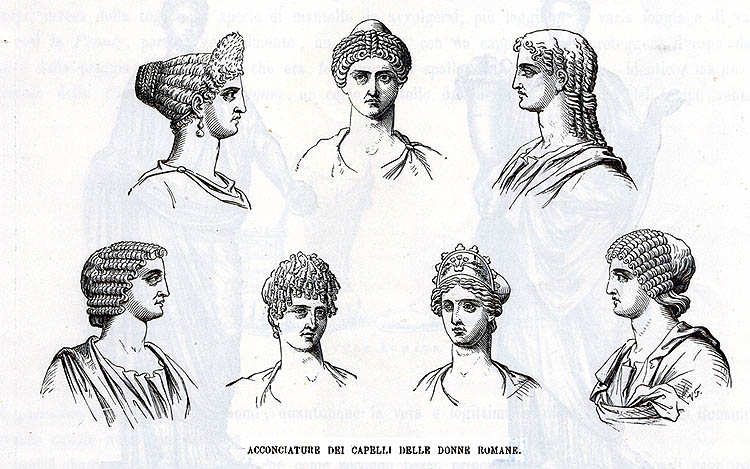 Ancient Roman women hairstyles Ancient roman empire Italy Europe Old  19th century engraved illustration El Mundo Ilustrado 1881 Stock Photo   Alamy