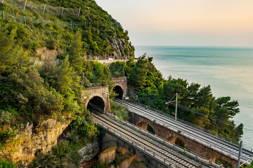 A picturesque view along the train route in Calabria