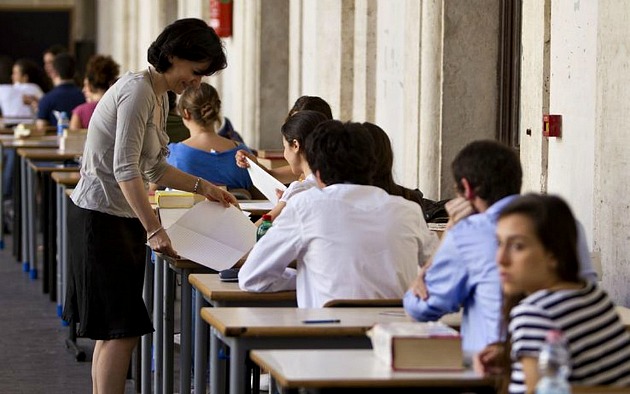 Boys and girls during the final test