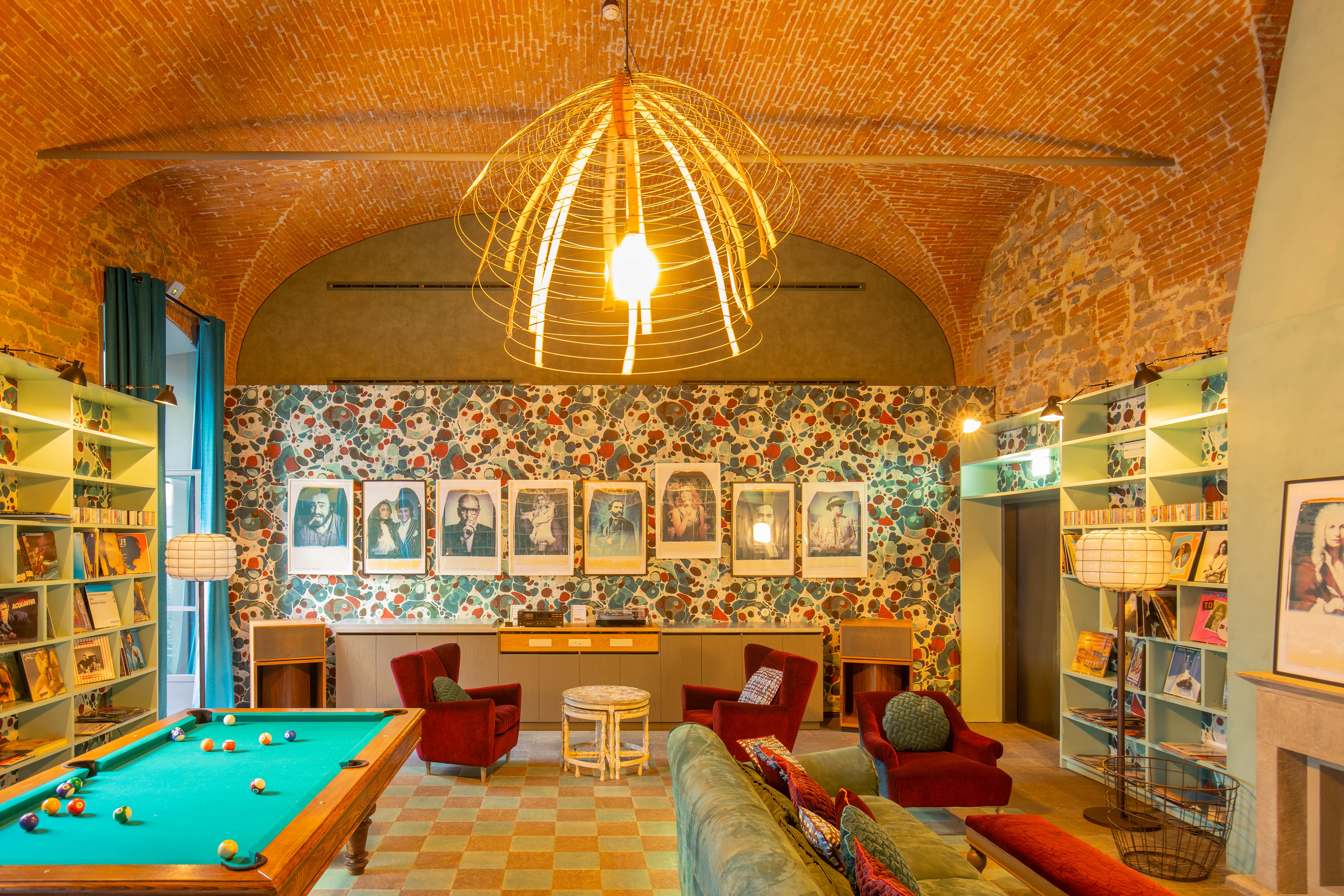 Billiard room at 25 Hours Hotel Florence