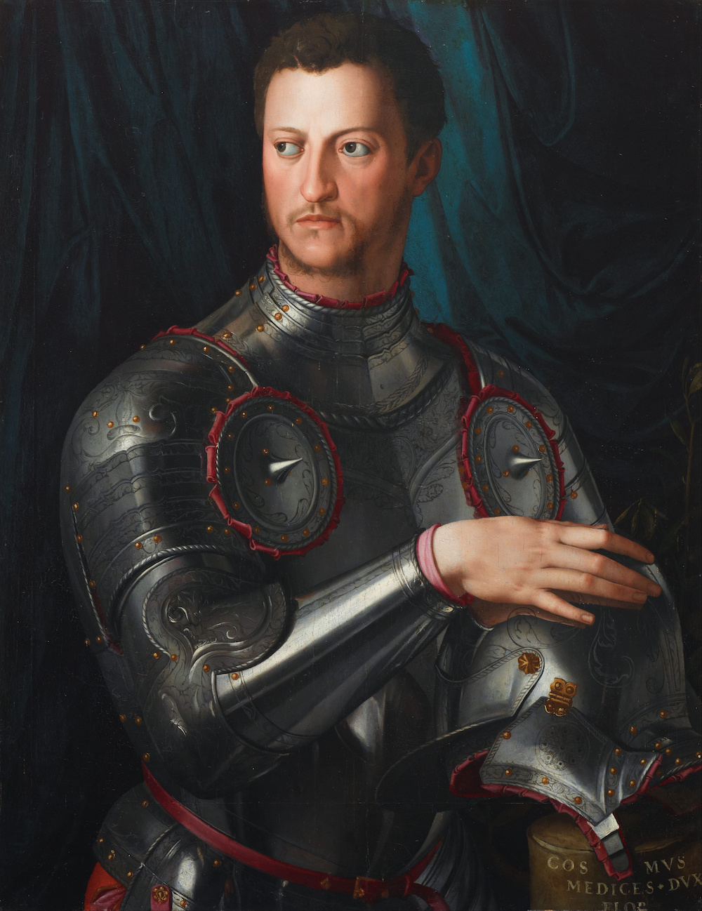 Agnolo Bronzino Cosimo I de Medici at Uffizi Museum Agnolo Bronzino Cosimo I de Medici Uffizi CC via Wikipedia.jpg