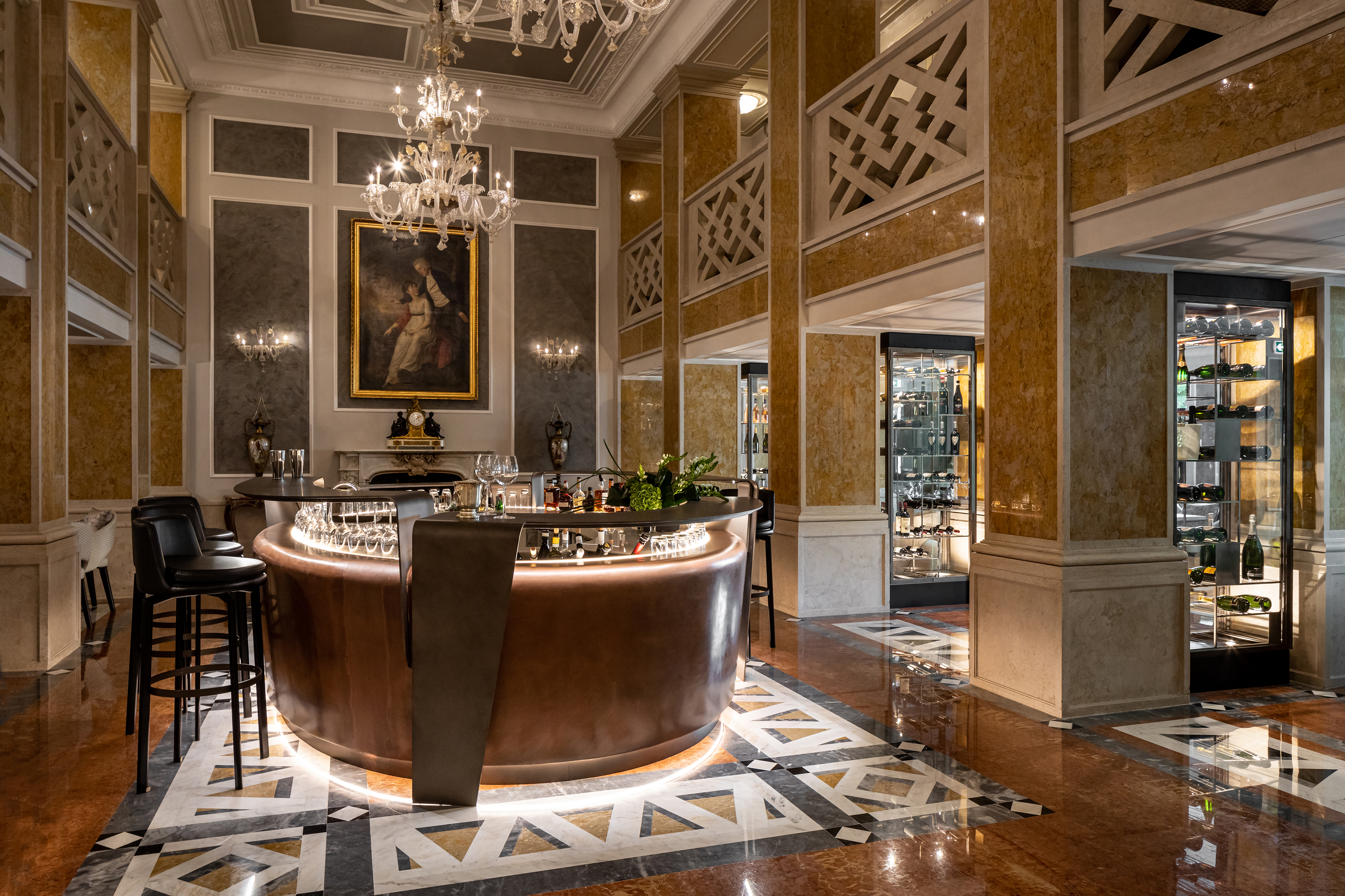 The gilded Canova Bar at the Hotel Baglioni Luna
