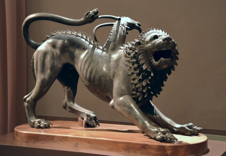 Chimera of Arezzo 400 BCE (Museo Archeologico Nazionale, Florence CC via Wikipedia 1.png