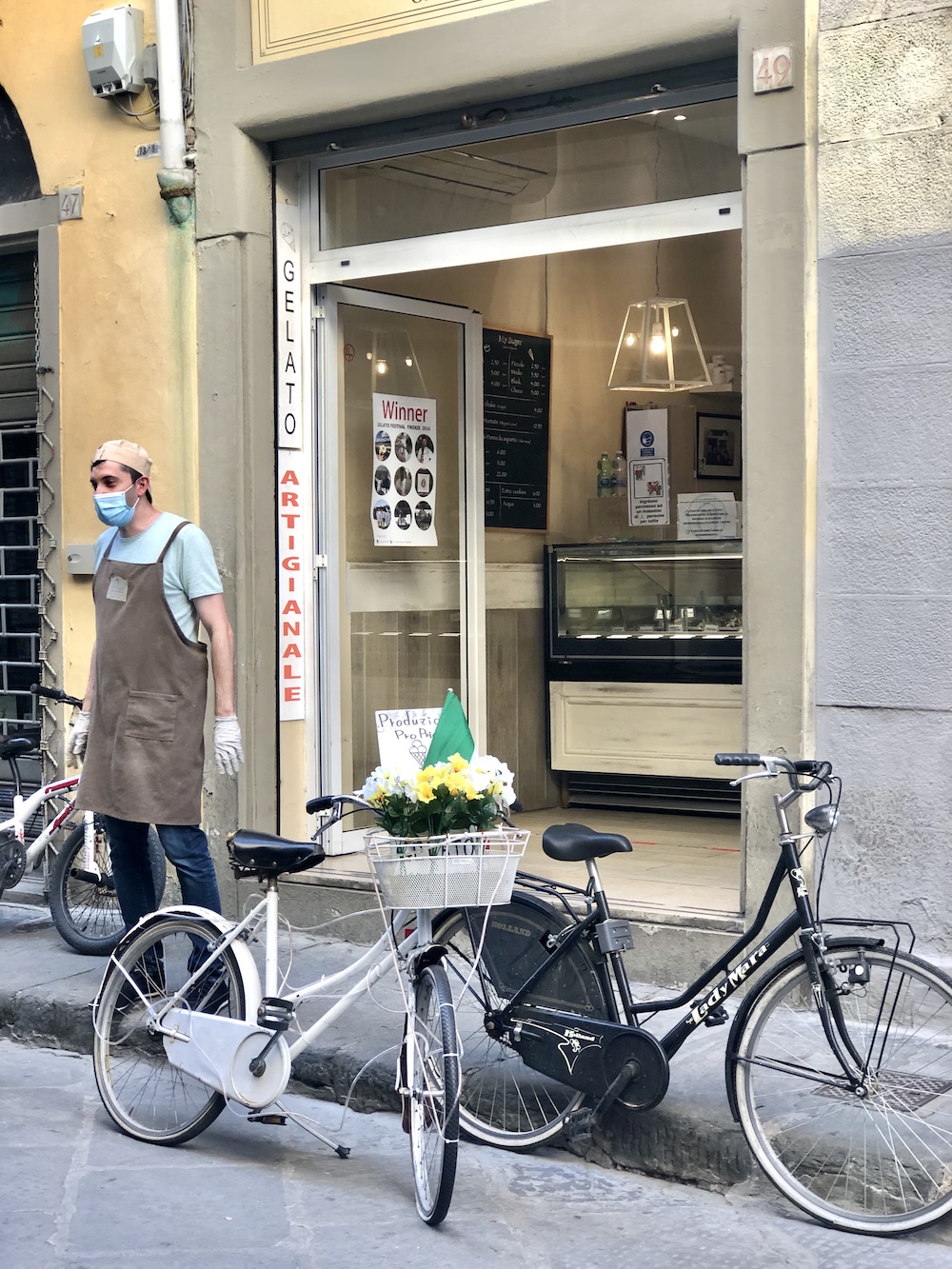 Alberto from My Sugar Gelateria in Florence The owner in front of his gelateria