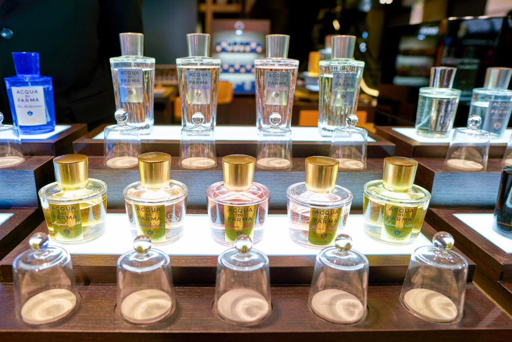 Acqua di Parma products on display at a department store in Rome