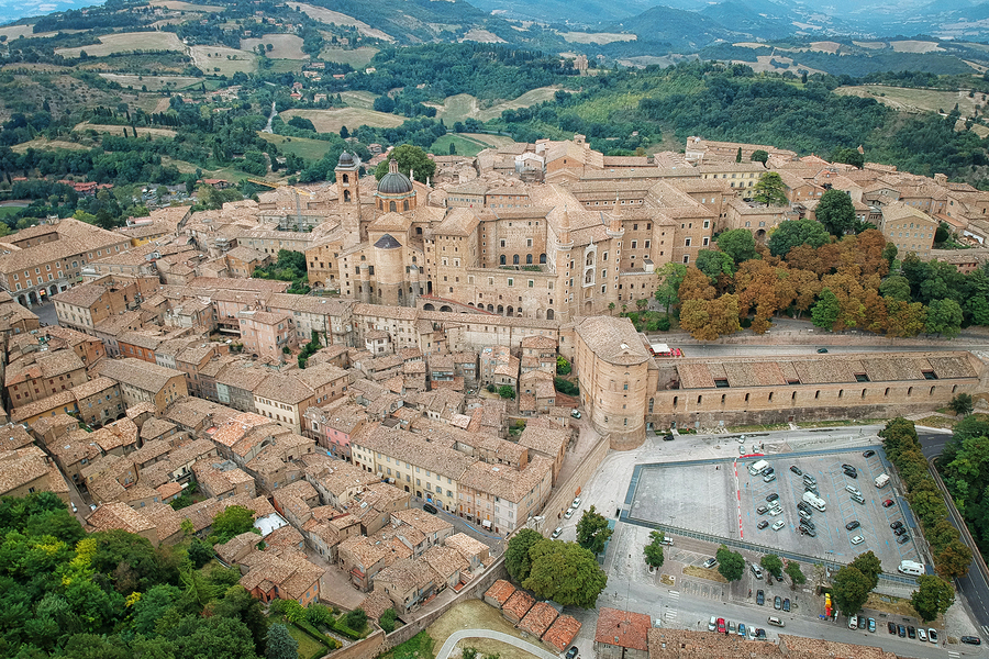 Urbino An aerial view of Urbino Italy