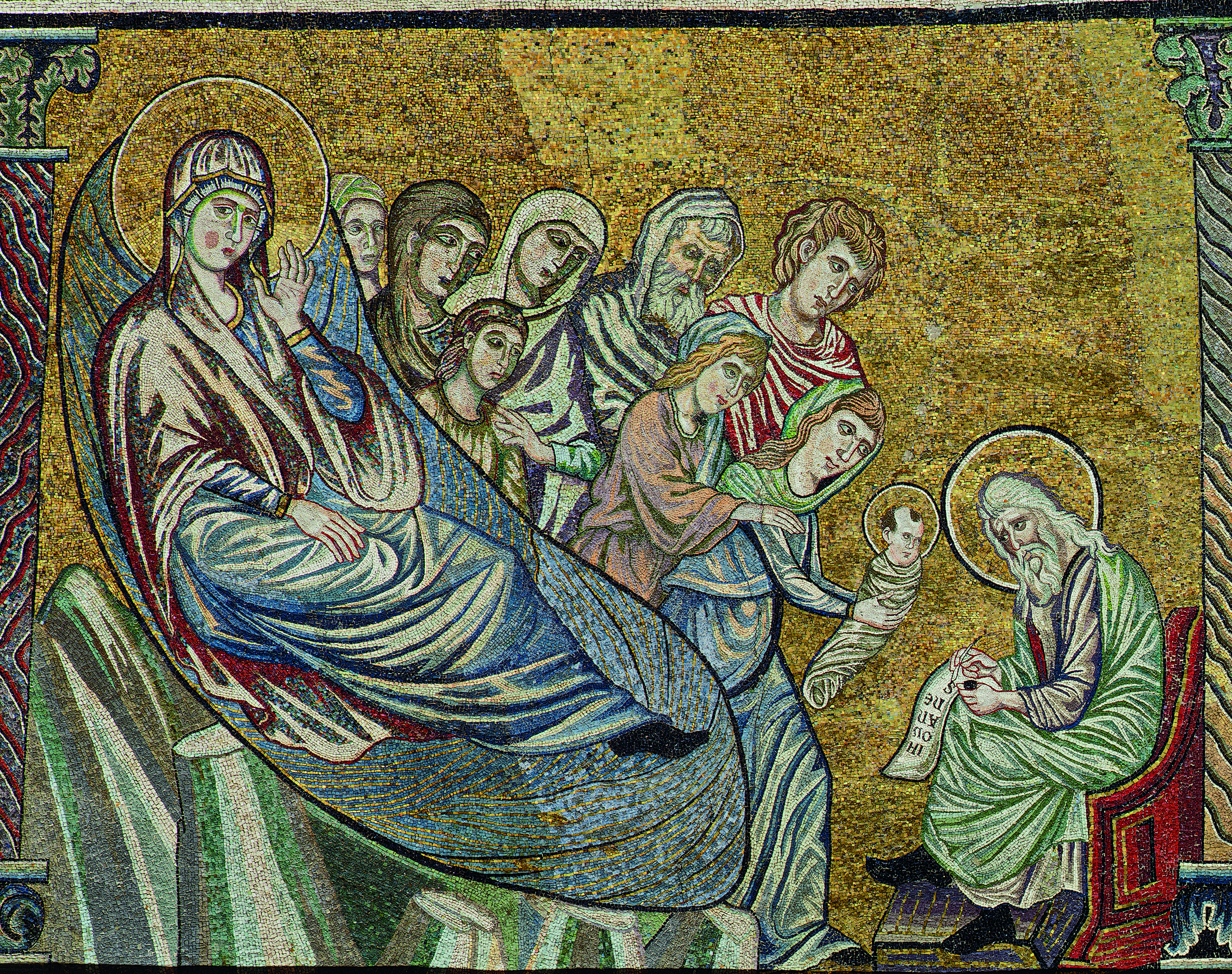 Detail of a mosaic depicting the birth of Saint John the Baptist