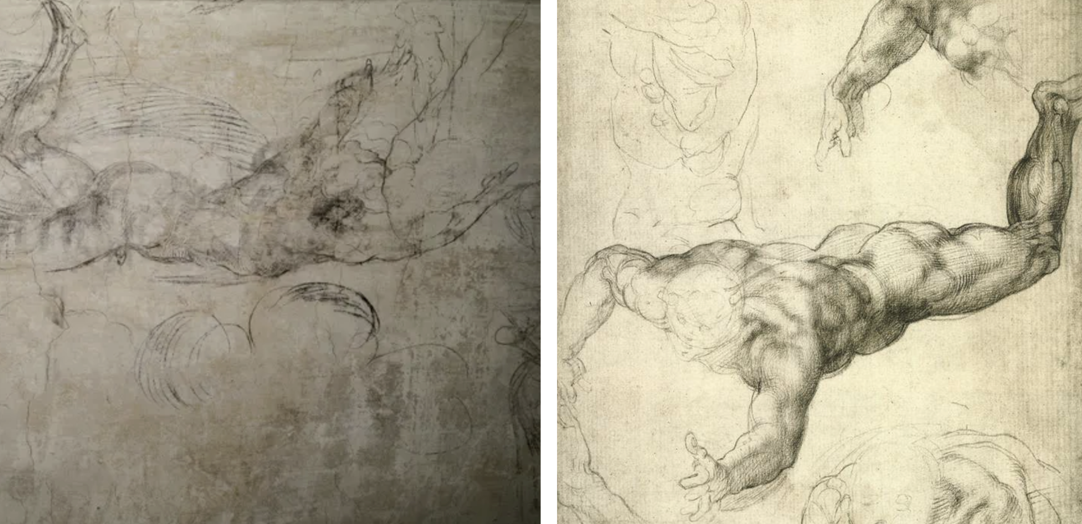 Michelangelo flying figures comparison