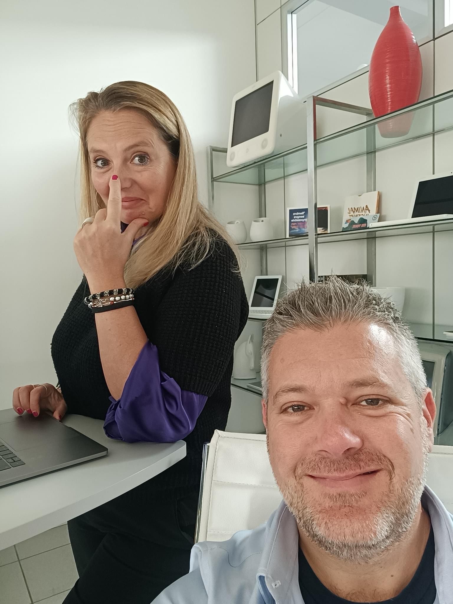 Gaia and Filippo at work