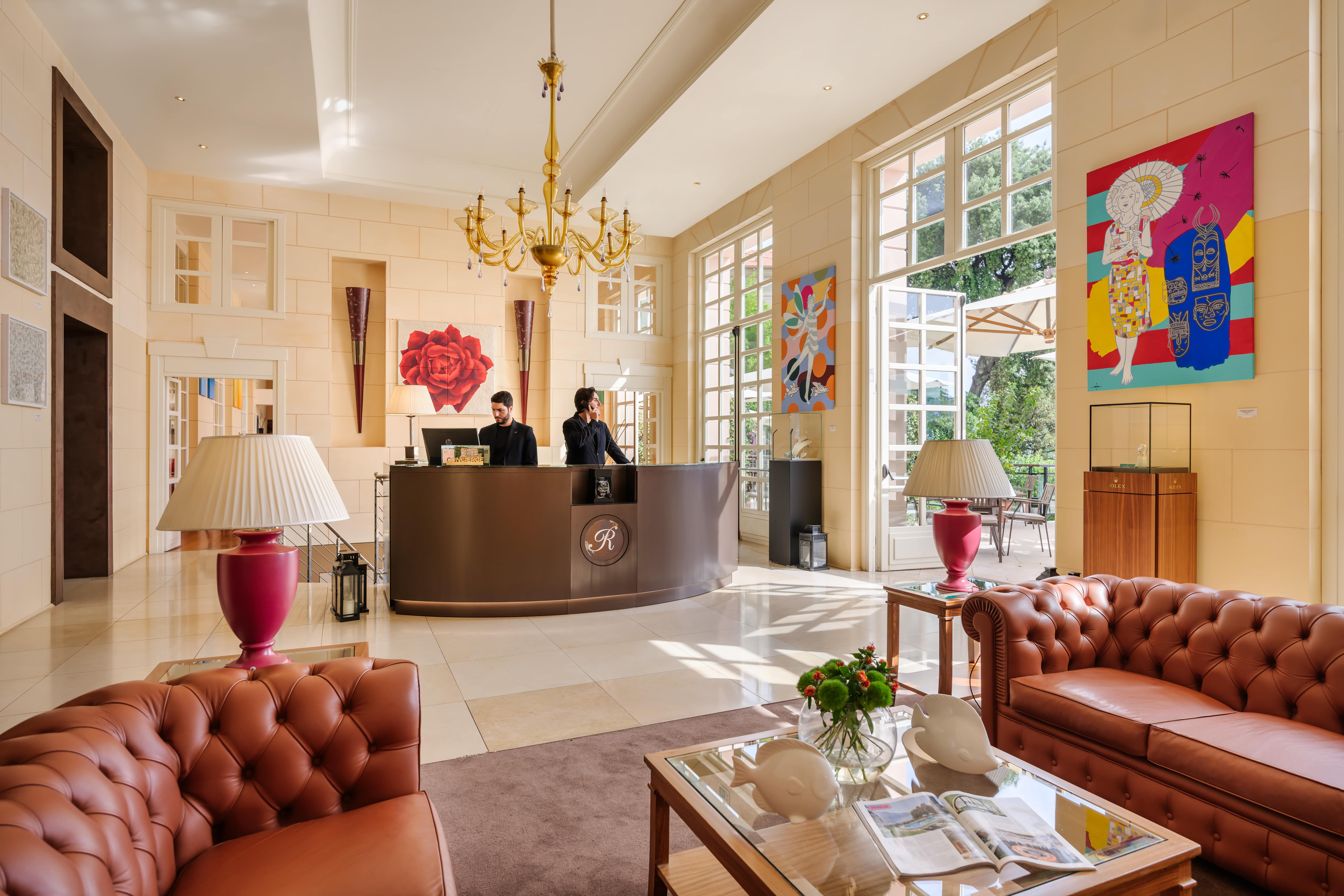 Concierge desk and lobby at Grand Hotel Bristol