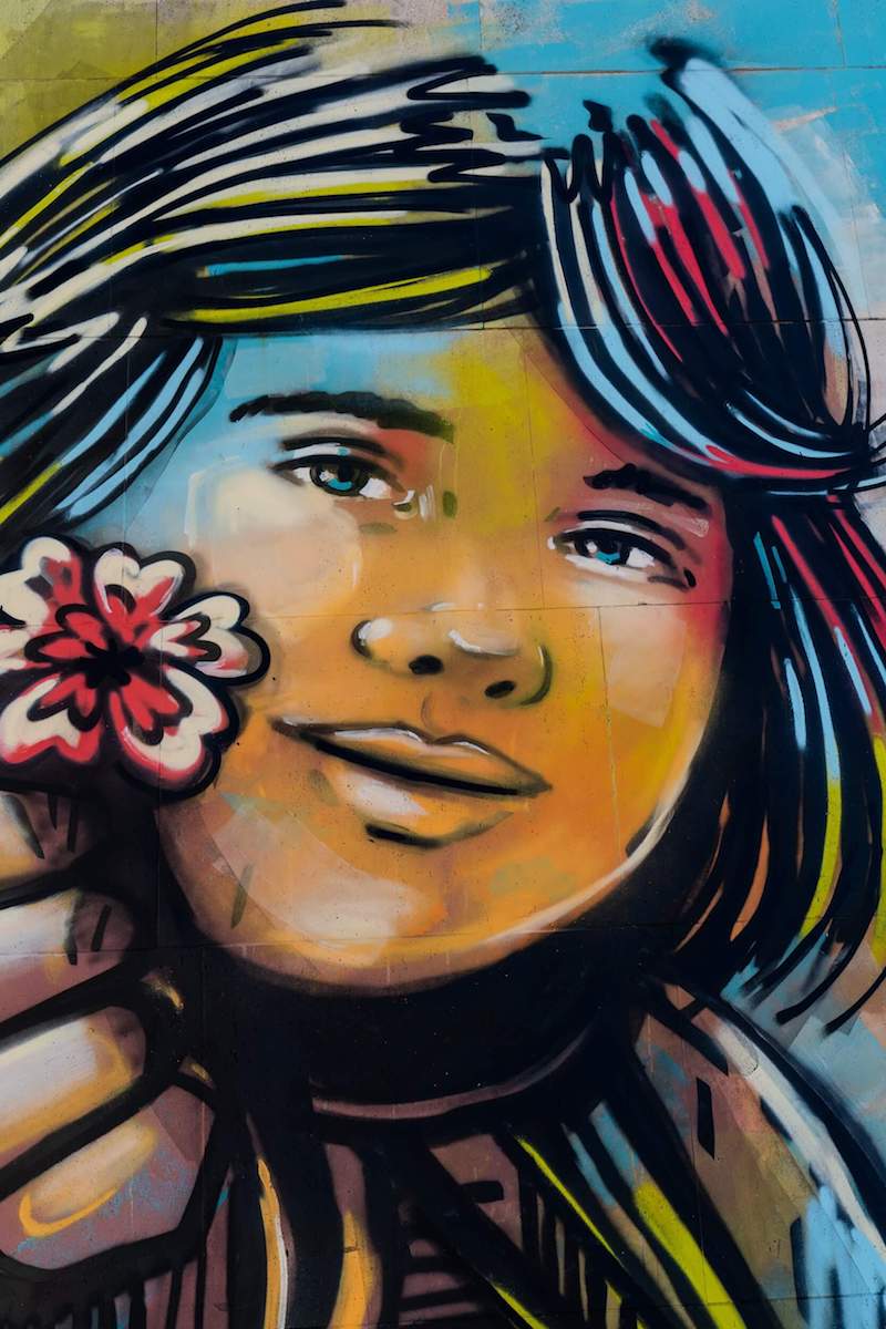 A girl who gives a flower