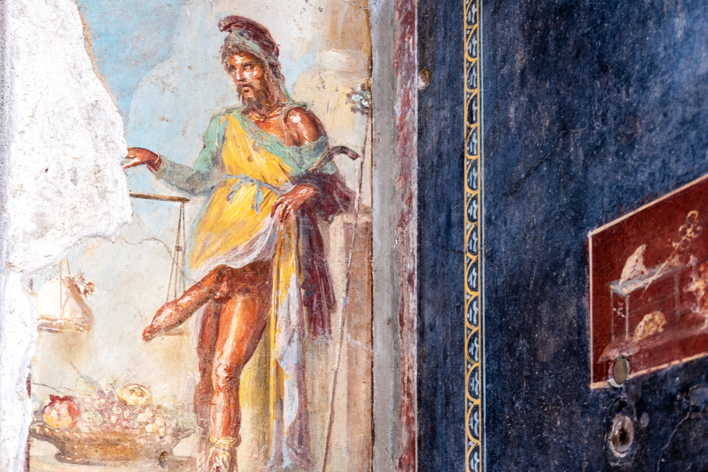 Famed Priapus fresco at the House of the Vettii entryway