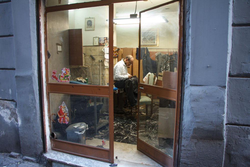 A tailor at work in Naples