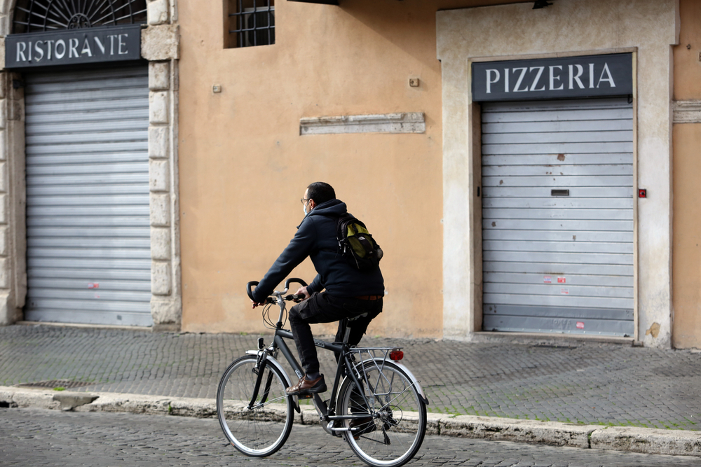 Shuttered restaurants in Piazza Navona, Rome