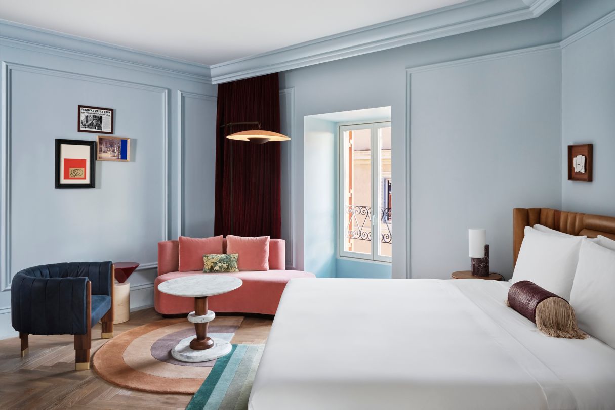 Guest suite with soft color palette