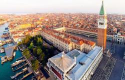 Aerial view of Venice's St. Mark's Square area