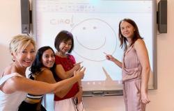 Teacher and students at Laboling language school in Sicily