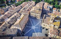 Aerial view of Mercatello sul Metauro in Le Marche