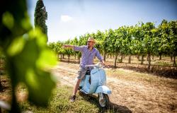 Madrevite-winemaker-in-vines_(winemaker on vespa in vineyards) photo by: Madrevite  We are in good hands with winemaker Nicola Chiucchiurlotto as a leader in the future of Gamay del Trasimeno 